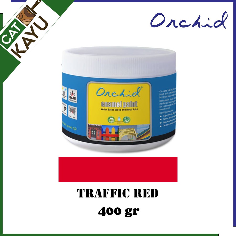 Cat Pagar Besi Kayu Waterbased Orchid Enamel Paint Warna Traffic Red Merah Cerah