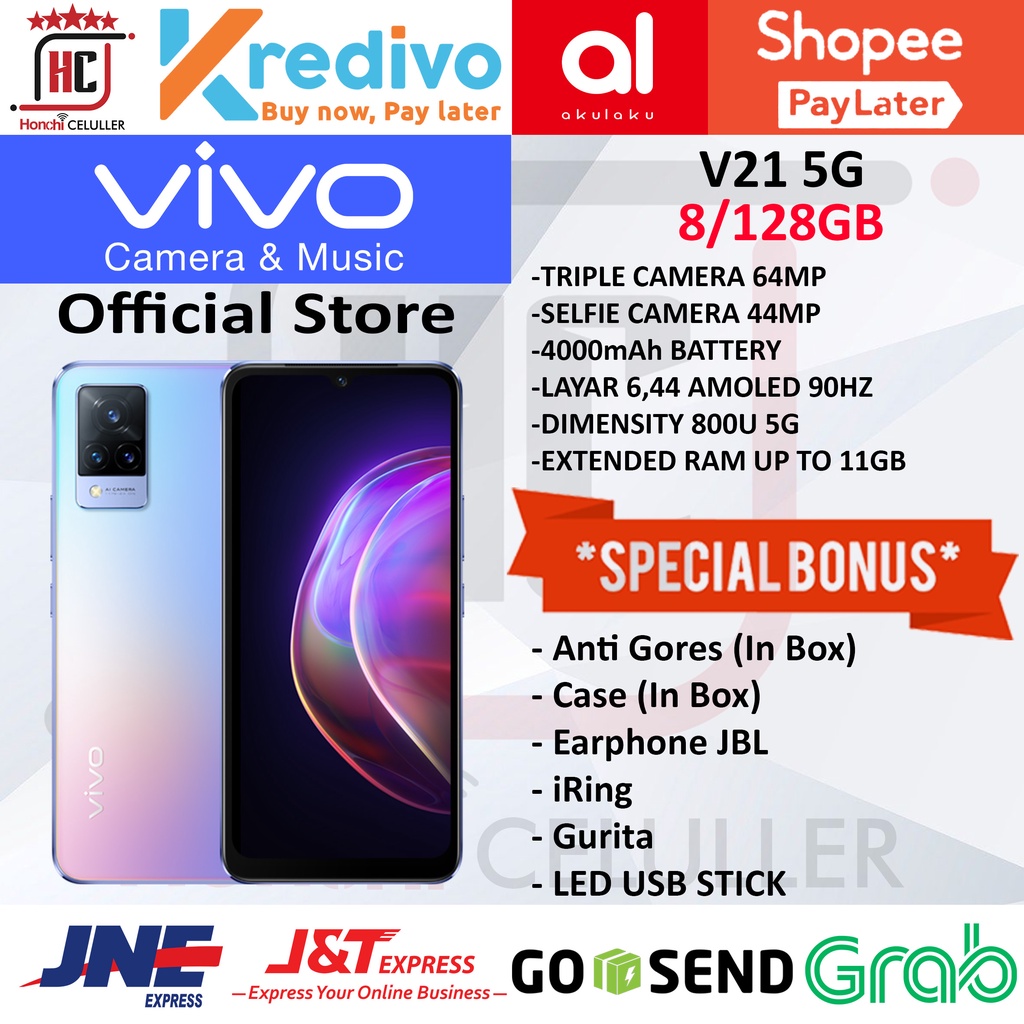 VIVO V21 5G RAM 8GB 11GB ROM 128GB 8/128GB GARANSI RESMI VIVO INDONESIA