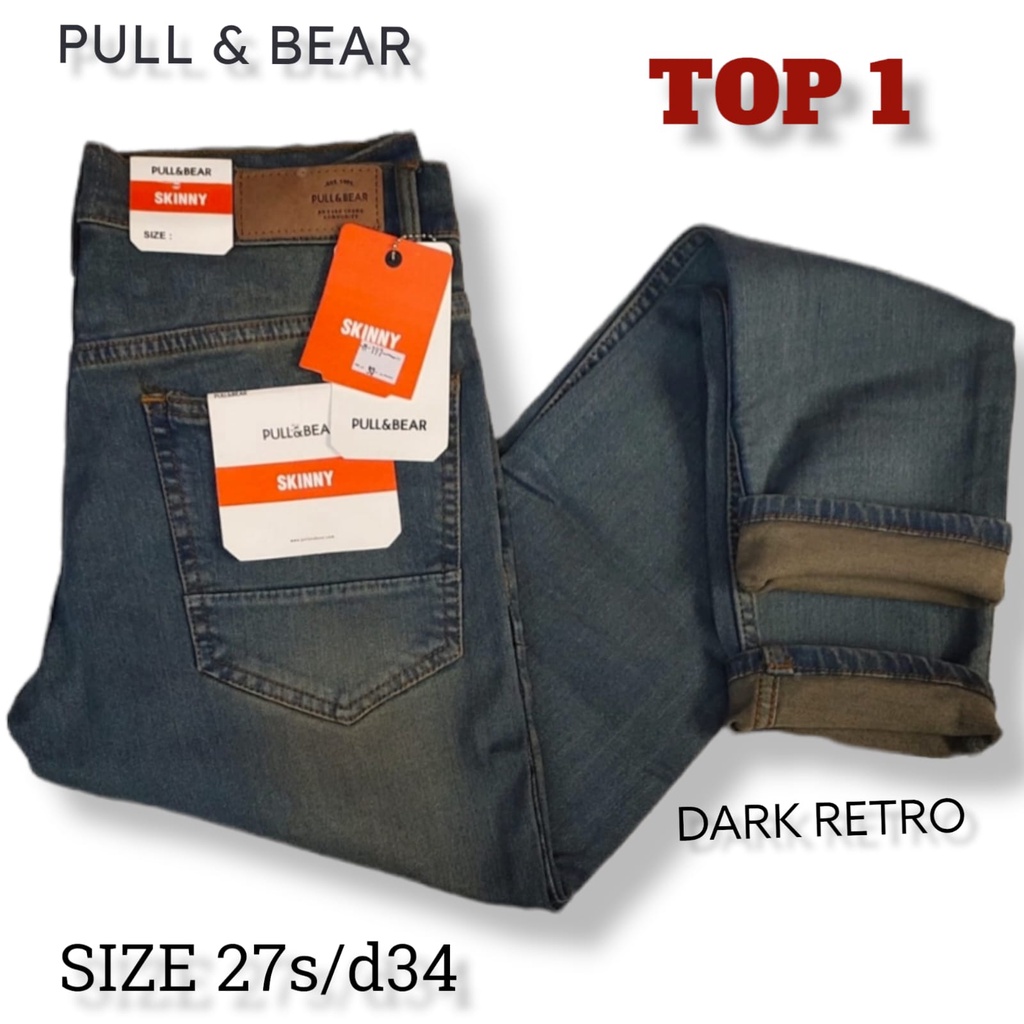 pull n bear celana jeans pull n bear emlem pria