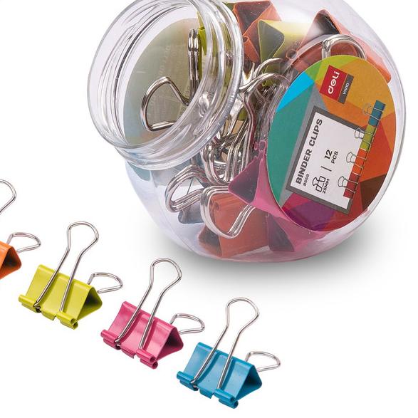 

☃ Deli Colorful Binder Clip Klip Binder Warna-Warni 25mm/19mm/15mm E85XX - 25mm 12pcs ►
