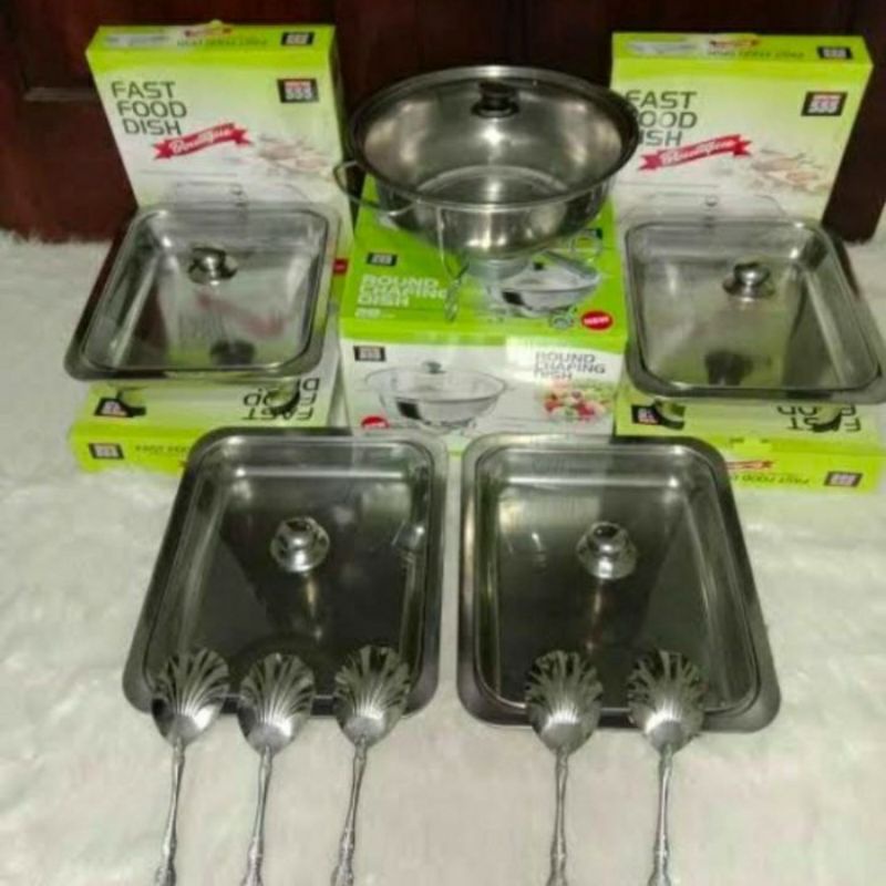 PAKET PANCI PRASMANAN SET STAINLESS STELL FAST FOOD DISH