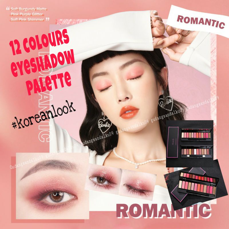 12 WARNA Korean Eyeshadow Palette Eyeshadow Pigmented Glitter Eyeshadow Murah ORIGINAL