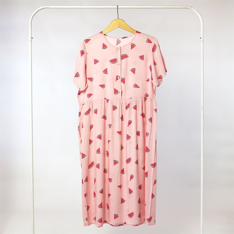 (KATLEEN) HOMEDRESS RAYON BUSUI FRIENDLY SLEEPWEAR COTTON RAYON-Watermelon