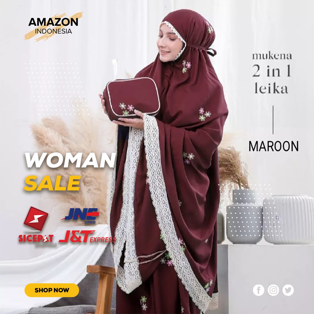 MUKENA WAITA DEWASA WARNA MAROON SATU SET BAHAN RAYON TEBAL KOMBINASI RENDA BORDIR GOOD QUALITY ORI