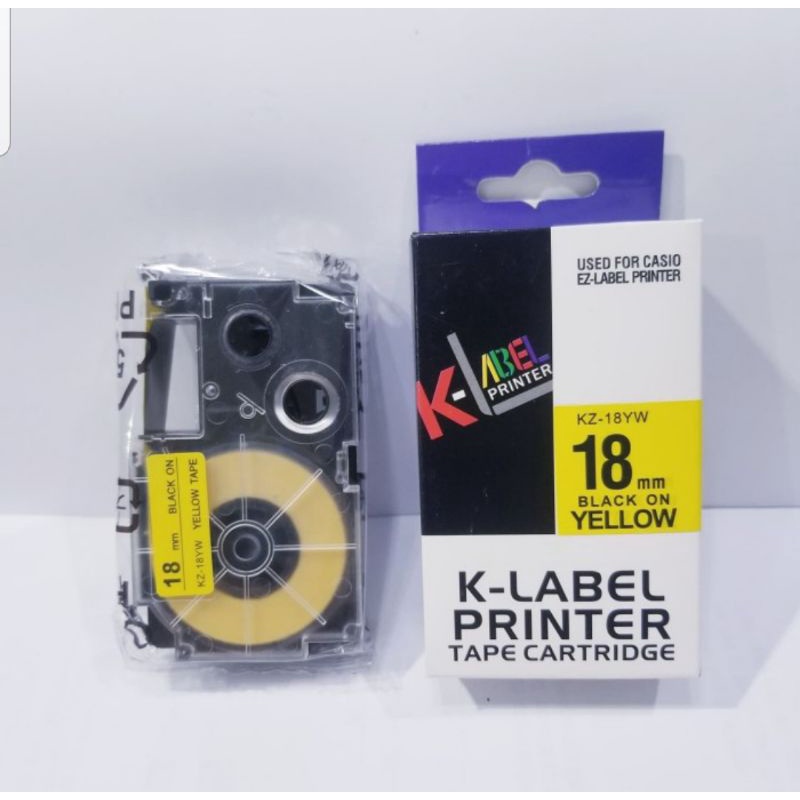 

K-label printer casio 18 mm Black on Yellow tape KZ-18YW