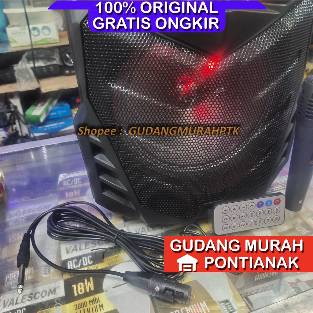 Speaker Bluetooth Karaoke Jin Long jinlong JL 1938 Matahari SUPER BASS - 8 Inch - FREE 1 MIC CABLE