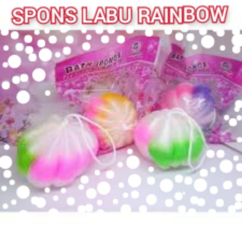 BATH SPONGE LABU / SPONS MANDI LABU / SPON 50 GRAM / SPON RAINBOW WANGI SHOWER PUFF