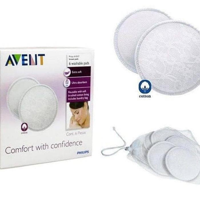 AVENT breastpad bahan katun washable/breaspad cuci 6pcs