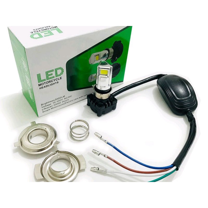 Lampu Tembak Utama Motor LED Variasi Lampu HID 3 Mata Cahaya Putih Fokus AC DC Lensa 4D 10 Sampai 30V Universal Murah