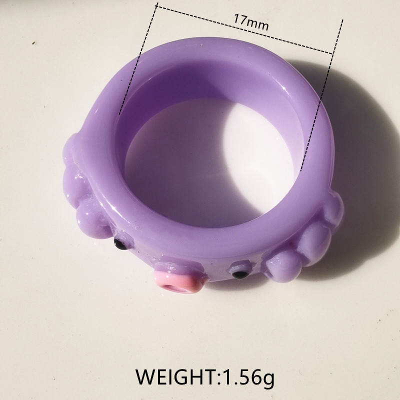 1pc Cincin Model Terbuka Adjustable Desain Kartun Beruang Kecil Bahan Resin Warna Permen Untuk Pesta