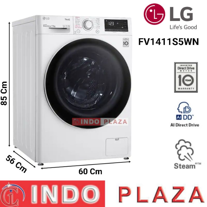 MESIN CUCI LG FRONT LOADING 11 Kg FV1411S5WN STEAM + AI DD + NFC