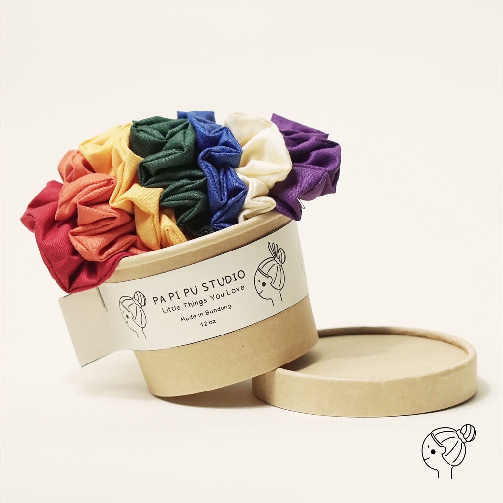 Papipu studio - Scrunchies ikat rambut kunciran Rainbow Series regular