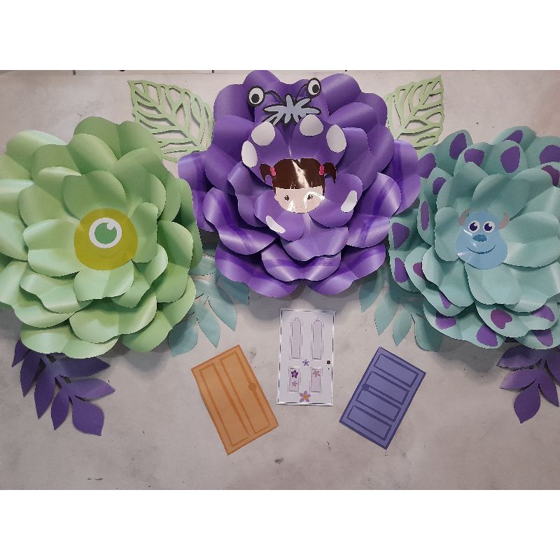 Paper Flower Backdrop Karakter Monster Inc / HIASAN DINDING 3D ANIMASI