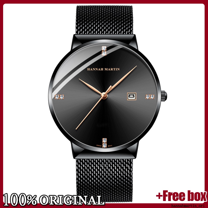 Hannah Martin Jam Tangan Pria 100% Original Tahan air COWOK Quartz Murah Tangan