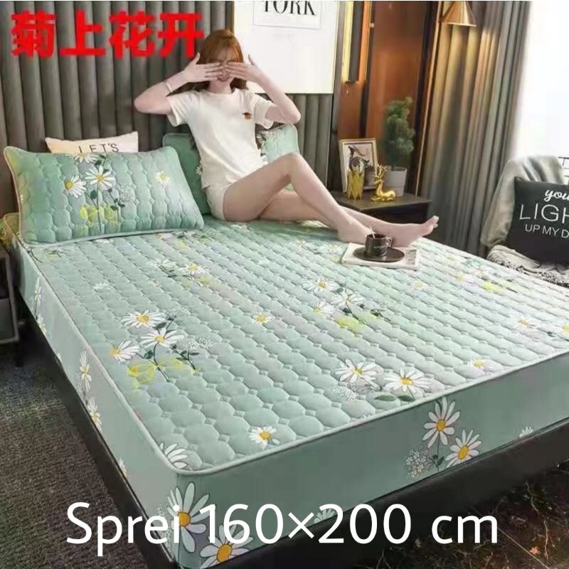 SPREI WATERPROOF SPREI ANTI BOCOR PLUS SARUNG BANTAL 2 PCS UKURAN 160×200 cm