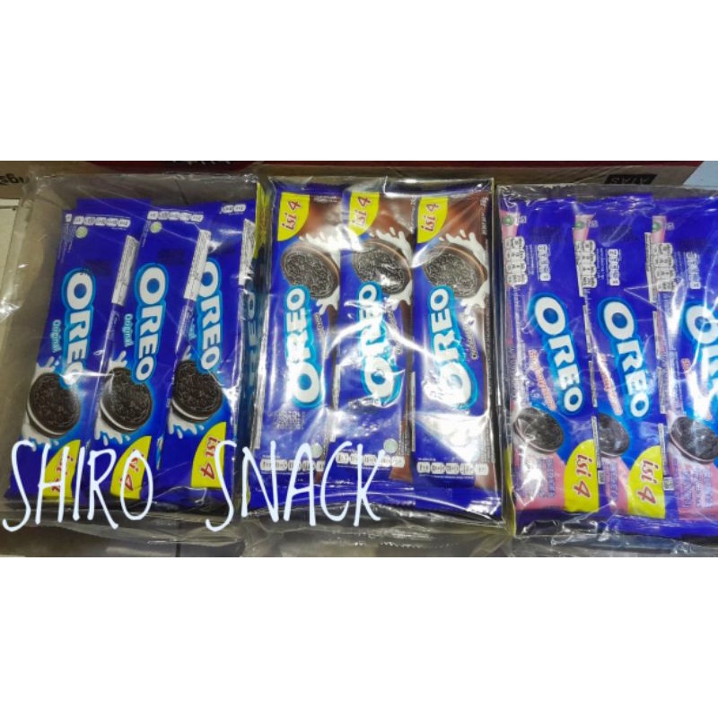 

Biskuit oreo creme kemasan box sachet isi 12 pcs. 1 pcs isi 3 keping.