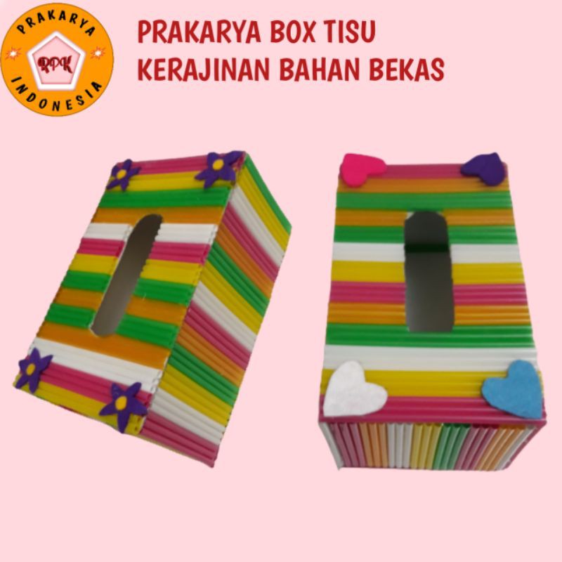 Box Tempat Tisu Prakarya Bahan Bekas Sedotan Koran Bungkus Kopi Dll Shopee Indonesia