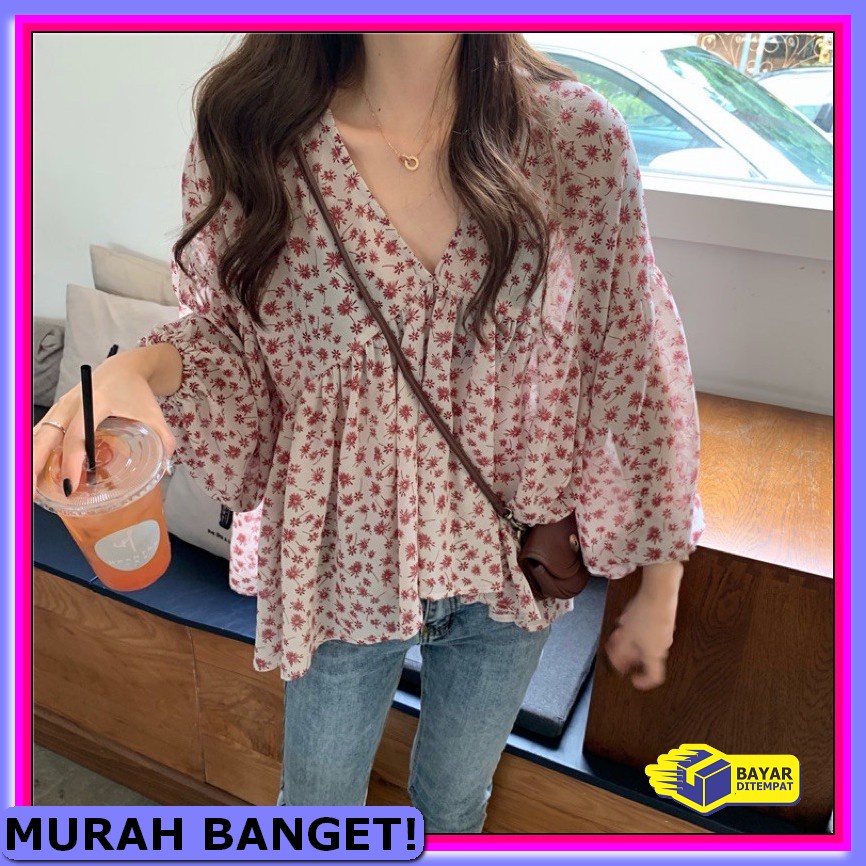 Cana Blouse Atasan Korea Wanita Blus Muslim Fashion Korean Style  GR558 [Daisy]Blouse Wanita Import