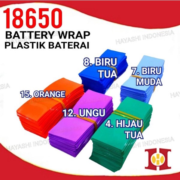 Battery Wrap 18650 Sleeve PVC Jaket Plastik Cover Batre Batere Baterai-10PC