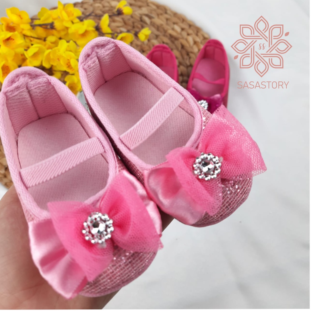 SEPATU PREWALKER BABY BAYI 0-12 BULAN GEL MANIK BLING-BLING FP05