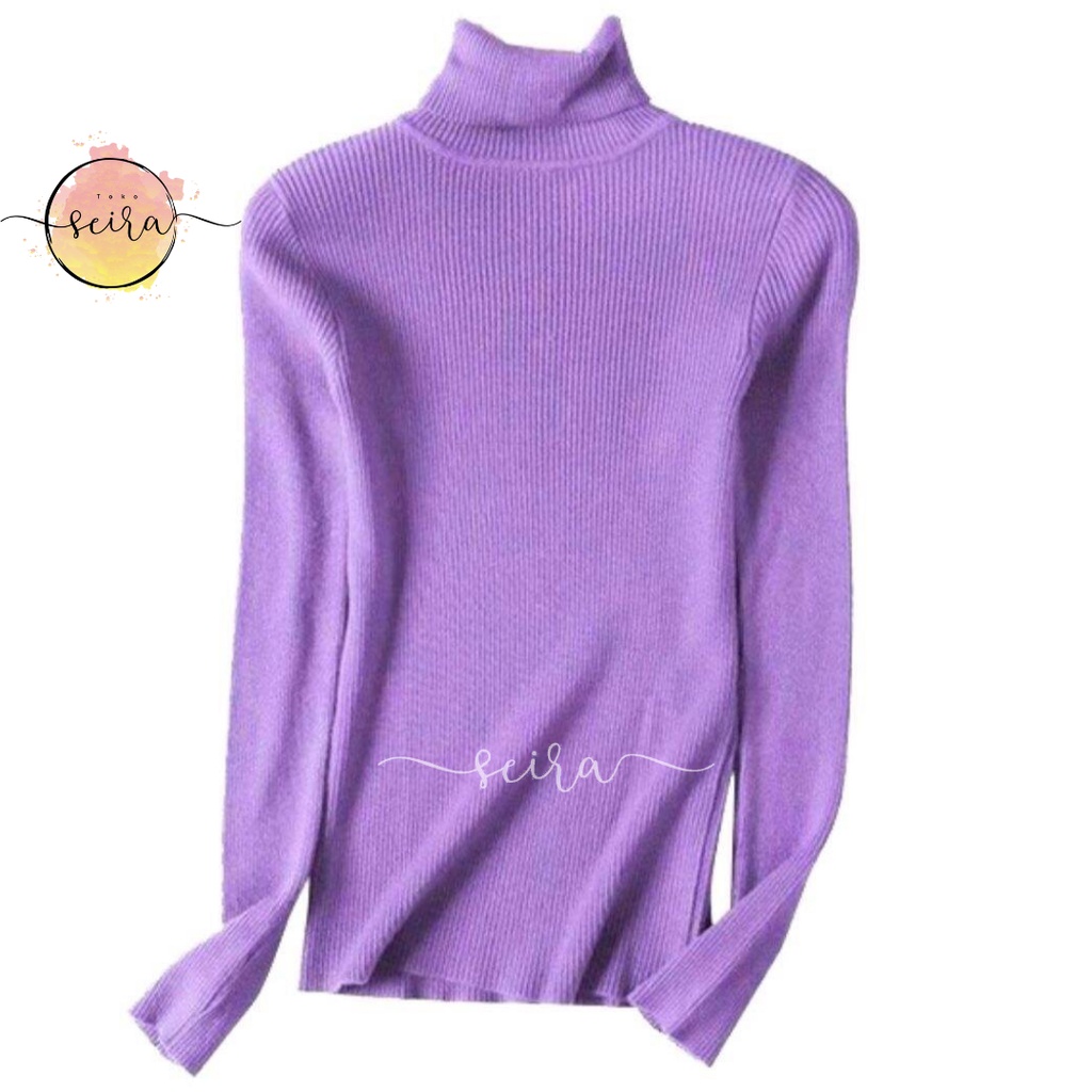 [BISA COD] Sweater Rajut Turtle Neck / Sweater Rajut Turtleneck Lengan Panjang Wanita / Sweater Rajut Longneck Wanita Ribbed