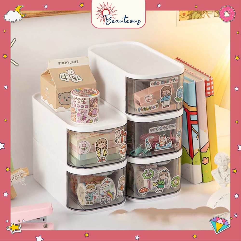 Storage Box Laci Serbaguna Tempat Make Up Aksesoris Stationary Serbaguna Free Stiker Tumblr DIY Cute