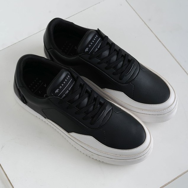 BSC 007 Black | Sepatu Hitam Casual Sneakers Kasual Polos Ori Pria Cowok Footwear | FORIND x Navara