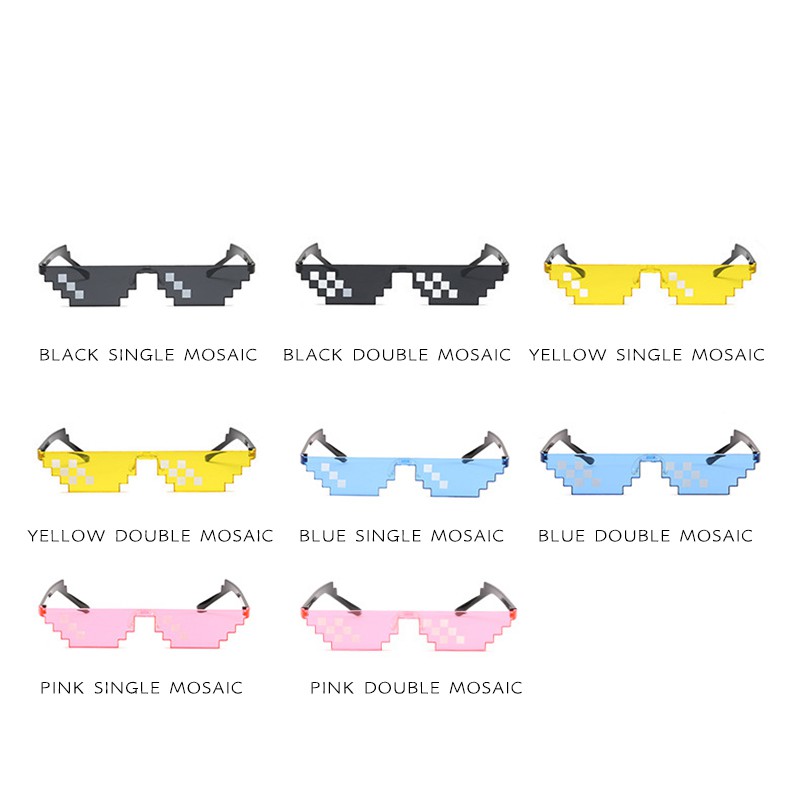 (YUZHU) Kacamata Hitam Wanita Model Jepang Pixel untuk Pesta / Cosplay Mosaic Sunglasses