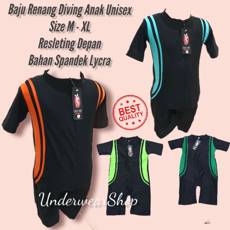 Baju Renang Diving Anak Unisex/Baju Renang Anak Spandek Lycra/Diving Anak Unisex/Size M-XL/Bahan Spandek Lycra