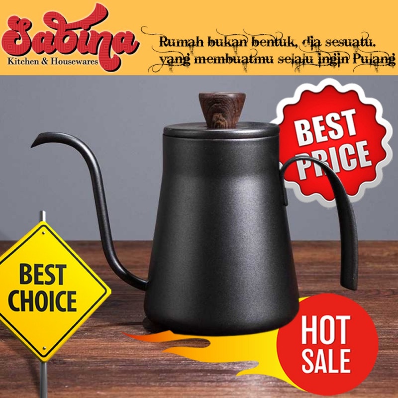 Teko Pitcher Stainless Kettle Leher Angsa Kopi Teh Teapot 400ml