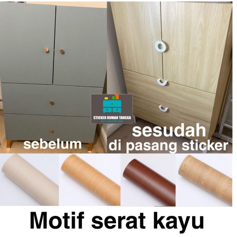 [KEKINIAN] Sticker furniture lemari meja Motif polos putih bahan doff,glossy dan serat kayu