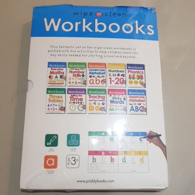 Wipe Clean Workbooks Usborne Priddy PreSchool TK Playgroup SD REUSE BOOK HOMESCHOOLING MONTESSORI