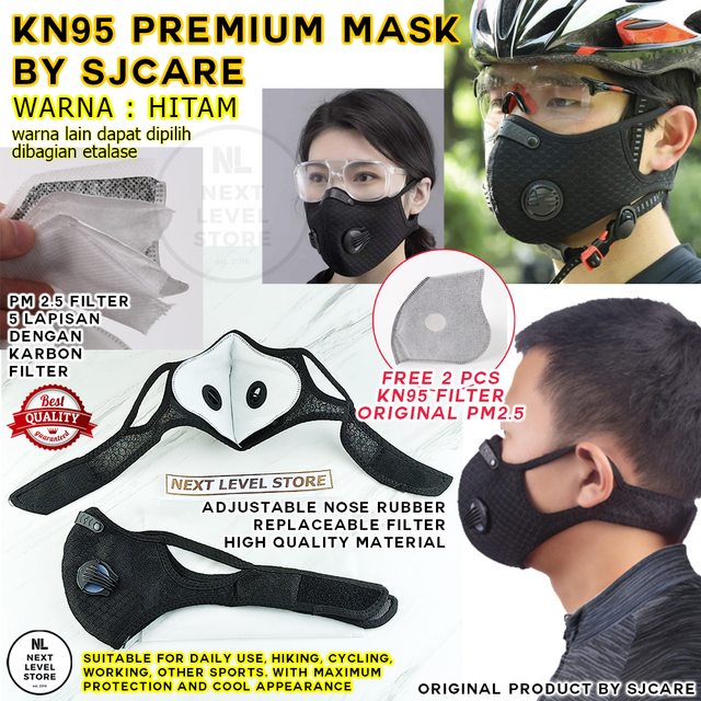 KN95 Premium Mask Masker Olahraga Cycling Sepeda Sport N95 - BLACK