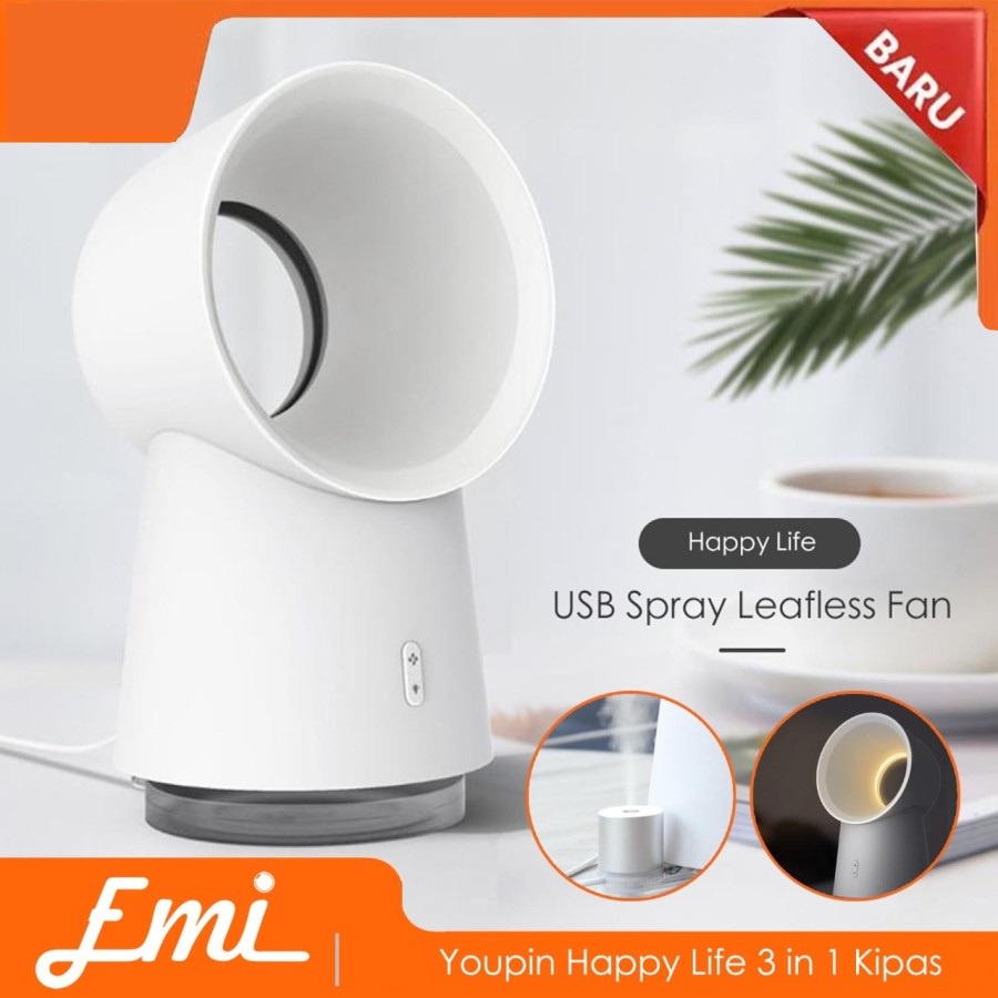 Youpin Happy Life 3 in 1 Kipas Mini Cooling Bladeless Fan Humidifier