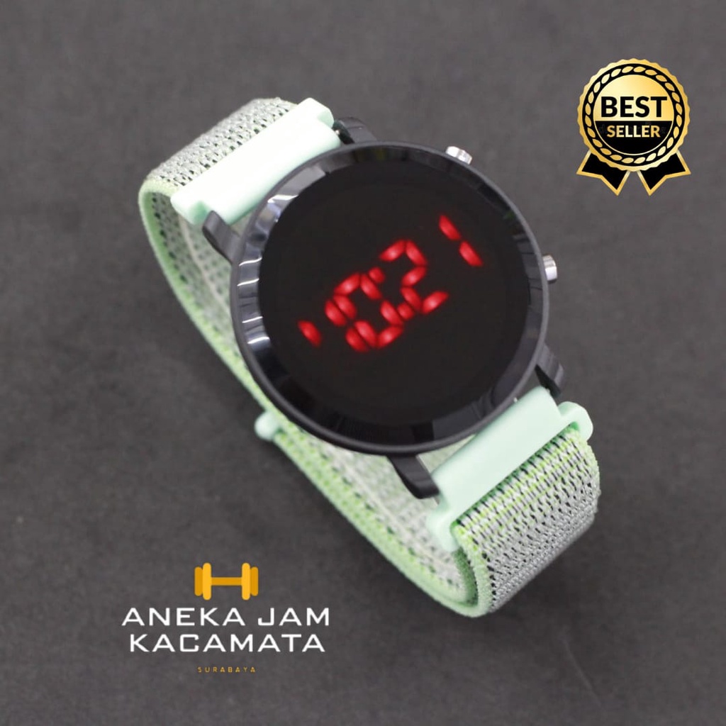 JAM TANGAN CEWEK LEDWATCH BULAT RING HITAM NYLON STRAP/JAM TANGAN TERBARU KEKINIAN/JAM TANGAN MODEL KOREA/JAM TANGAN FASHION TERBARU/