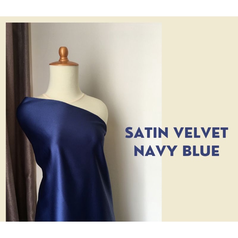Satin Velvet Premium warna Navy biru dongker Background Backdrop
