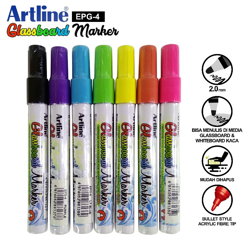 

[PCS] ARTLINE GLASSBOARD MARKER EPG-4 SPIDOL PAPAN TULIS KACA*