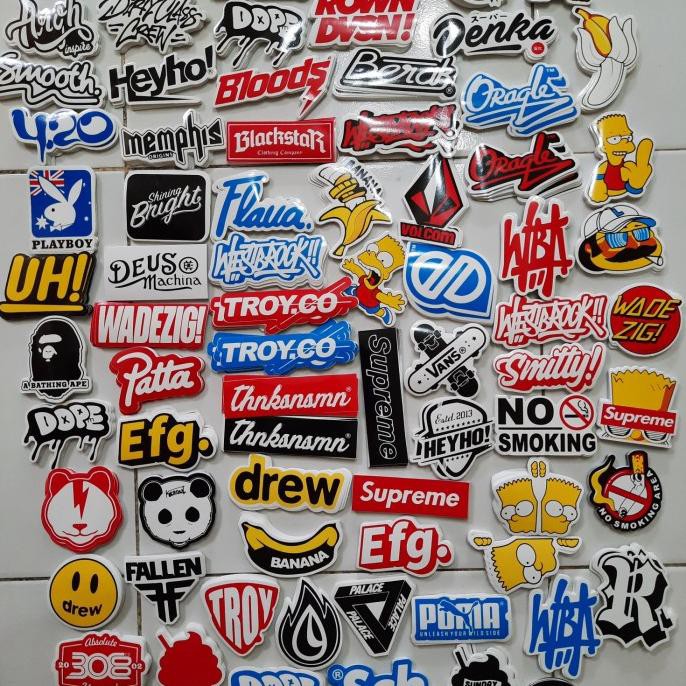 stiker sticker distro merk brand baju distro isi 100 lembar PROMO
