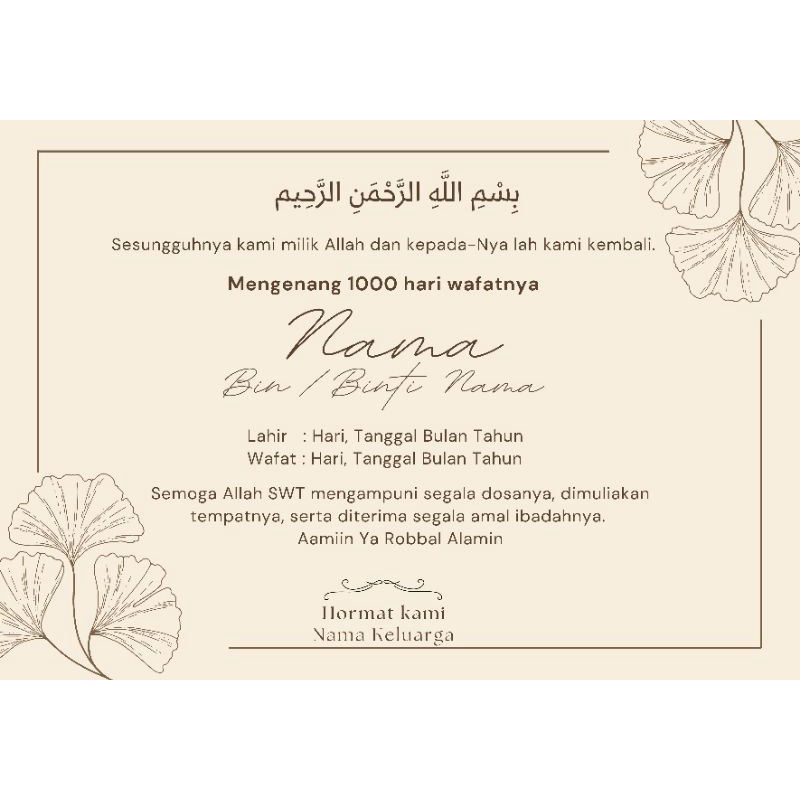 Stiker Mengenang 40/100/1000 hari Wafat, Tahlilan, Tasyakuran-M6