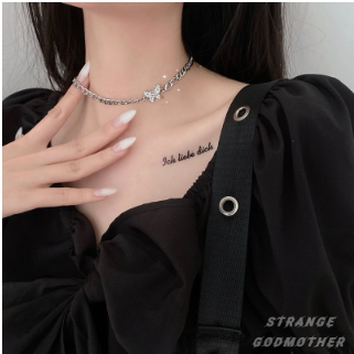 Butterfly Series Choker Korean IG Rhinestone  Light Luxury Niche Was Thin Clavicle Necklace