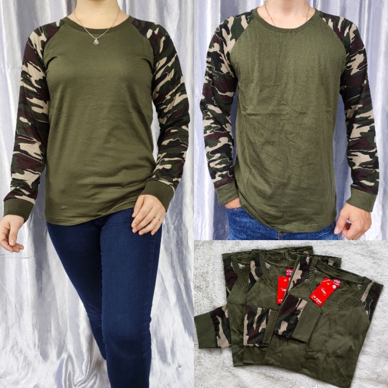 kaos reglan polos army doreng unisex lengan panjang uk M L XL XXL