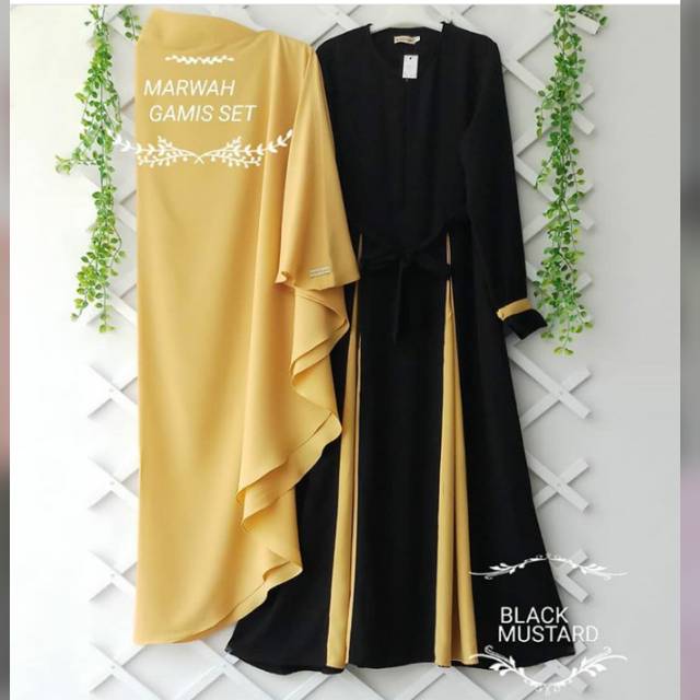 Marwah Set - Black Mustard (Gamis - Khimar - Cadar - Handsock)