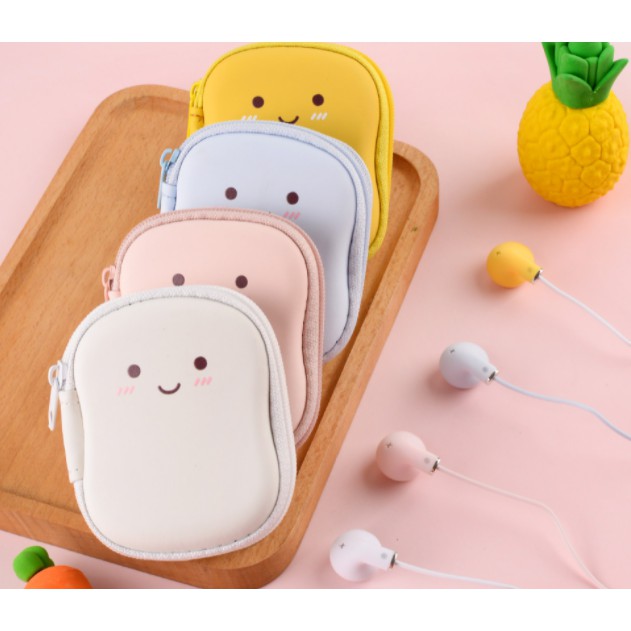 [E-263] Set Earphone Tema TOAST PACKAGE / Headset Karakter Roti Lucu / Wadah Earphone Resleting Tebal Motif Bread Roti Imut