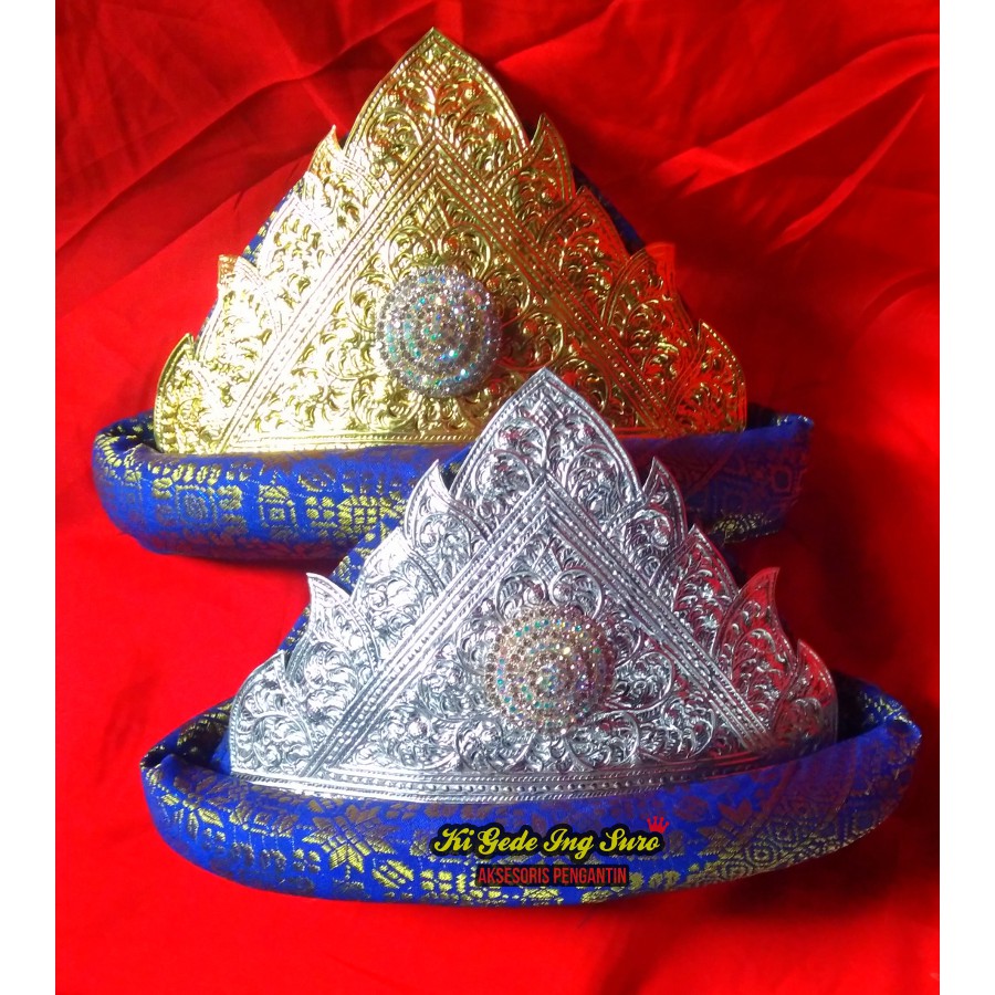 Tanjak Plat Pengantin Palembang Gold Songket/ Mahkota Tari Jambi Lampung Bengkulu Malaysia Aceh Riau