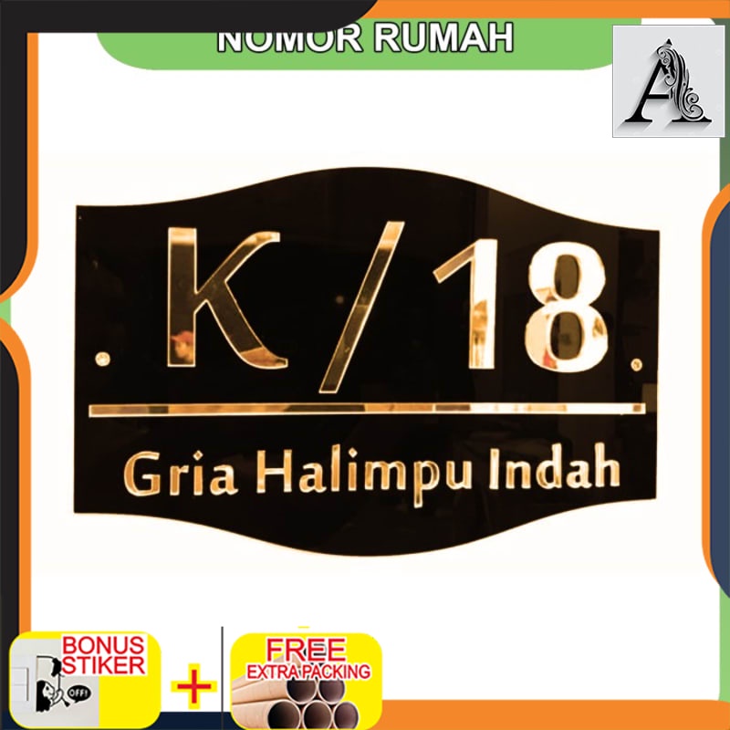 

Grosir Nomor Rumah 2 Layer Akrilik/Acrylic GOLD MIRROR