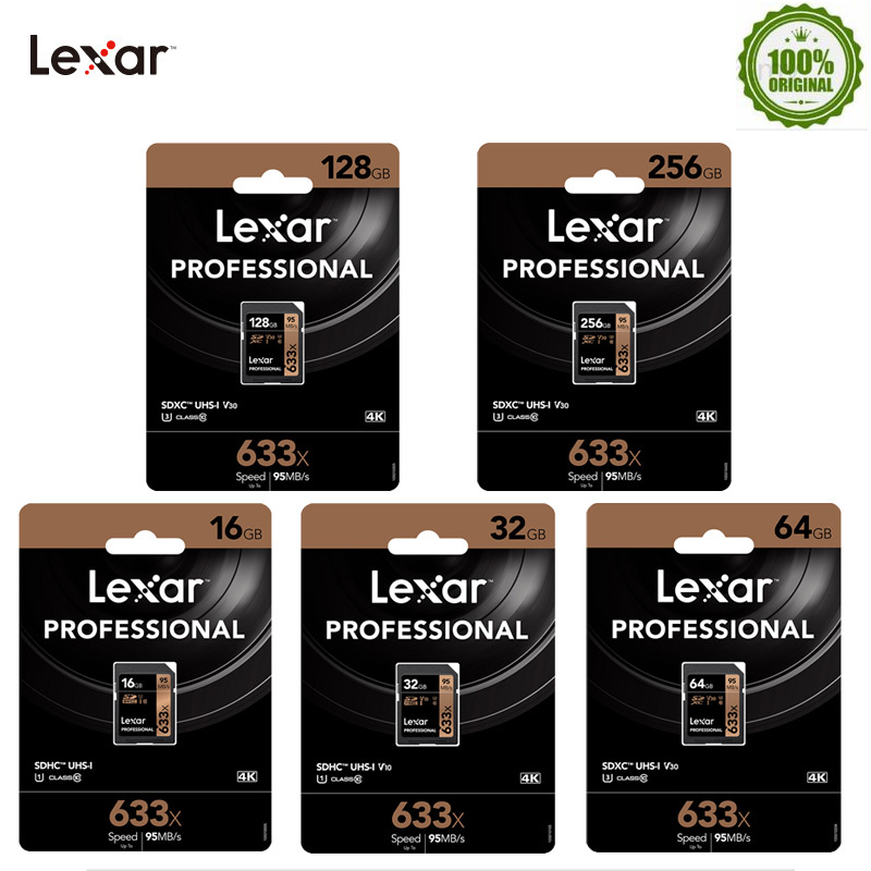 Lexar Genuine 633x 16G 64GB SD Card 32GB 128GB flash card SDHC/SDXC U3 Class 10 256GB Memory s