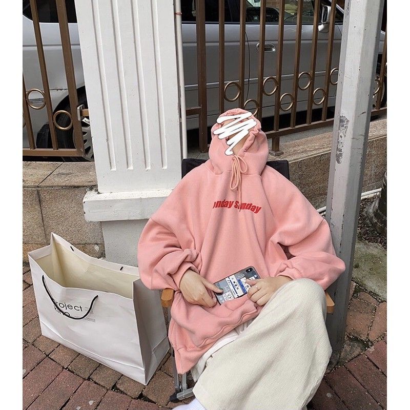 Hoodie MONDAY SUNDAY Vibes (S - XXXXL 5XL 6XL) Jaket Jumper Korean Style OVERSIZE Harajuku Streetwear Fashion Urban BIGSIZE JUMBO Unisex Dusty Pink