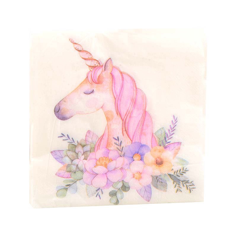 Flower Unicorn Paper Napkins Print Tissue Napkins Decoration Serviettes