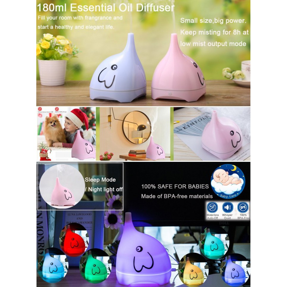 U05 USB Humidifier Cool Mist LED Mini Air Humidifier 180ml Blue