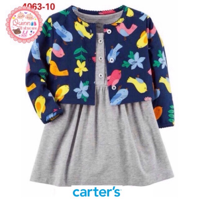 Dress Carter's Girl set 2 in 1 Bird Park/ Romper bayi Carter's Girl set